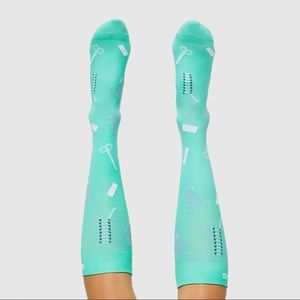 women's Surgical Green Sutured Up - Compression Socks - L NEW UNOPENED